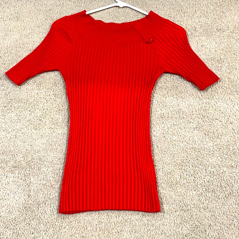 Red sweater Off the shoulder